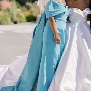 Sky blue evening gown
